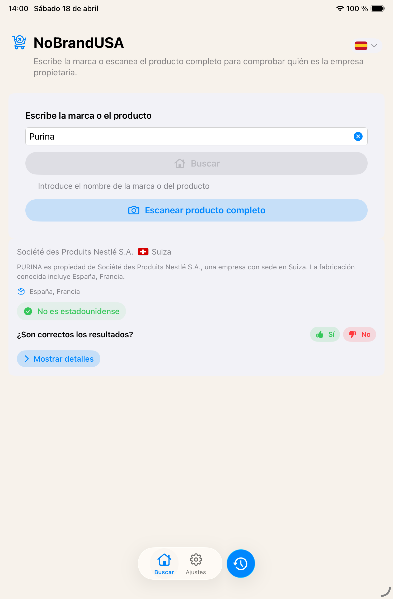 NoBrandUsa - NoMarcasUSA en iPad - detalle de marca con fuentes